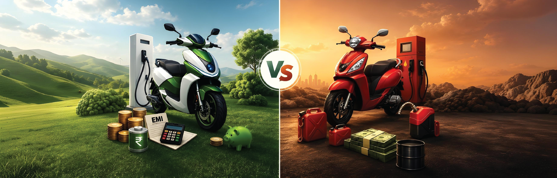 Simple Comparison of EV-2W Running Cost vs Petrol Scooter Cost